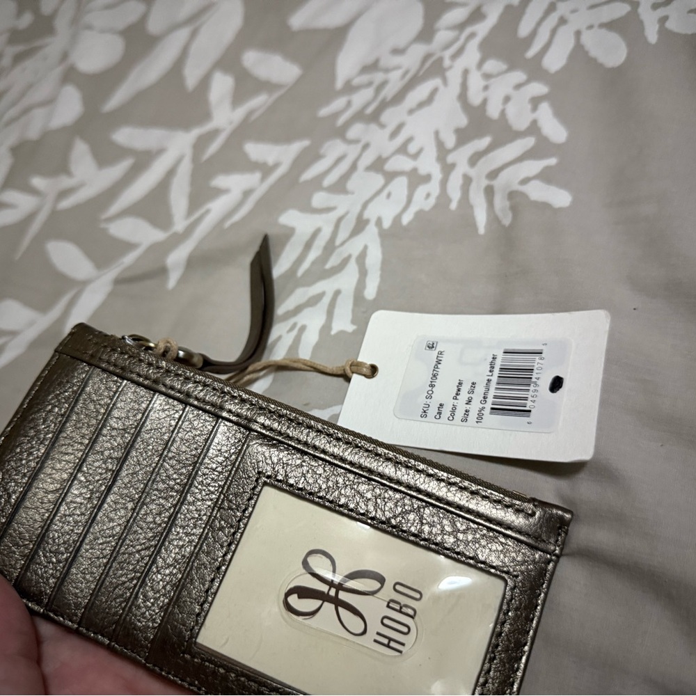 HOBO CARTE Leather Card Holder PEWTER NEW - Picture 2 of 5